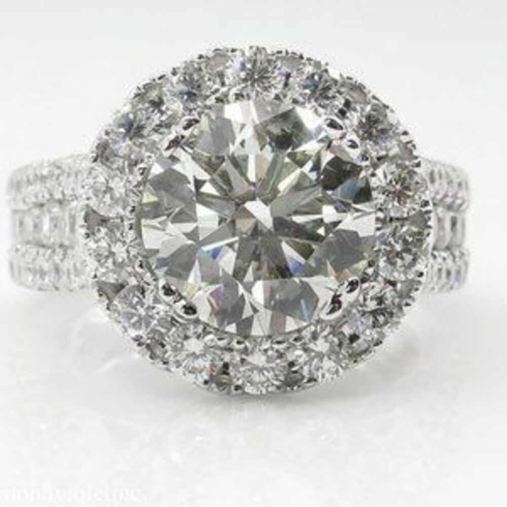 NEW 925 Sterling Silver Round Diamond Halo Ring F